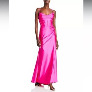 AQUA pink corset drape detail dress